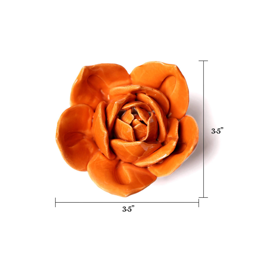 Ceramic Faux Flowers Succulents For Tabletop Or Wall Hangin: Peony Orange