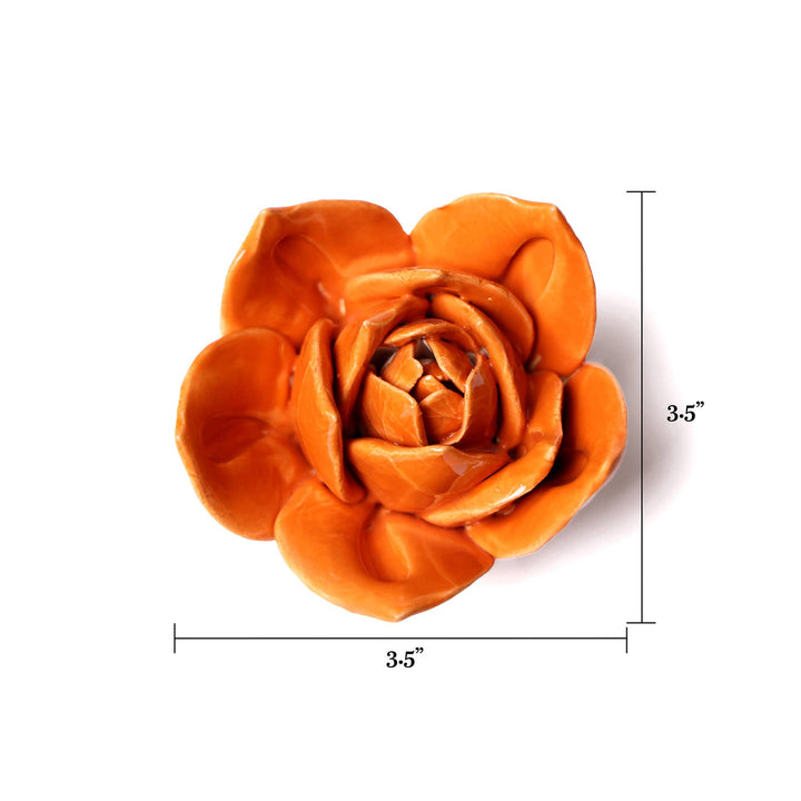 Ceramic Faux Flowers Succulents For Tabletop Or Wall Hangin: Peony Orange