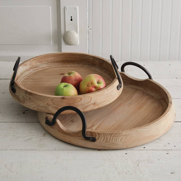 Abrams Industrial Wood and Metal Trays, Set of 2