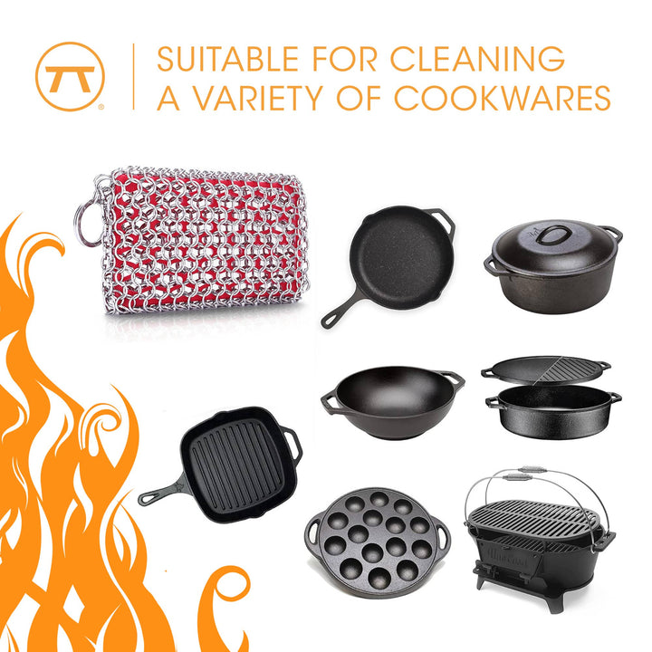 Outset Chain Mail Cast Iron Scrubber Pad, 4.5" x 3.5"