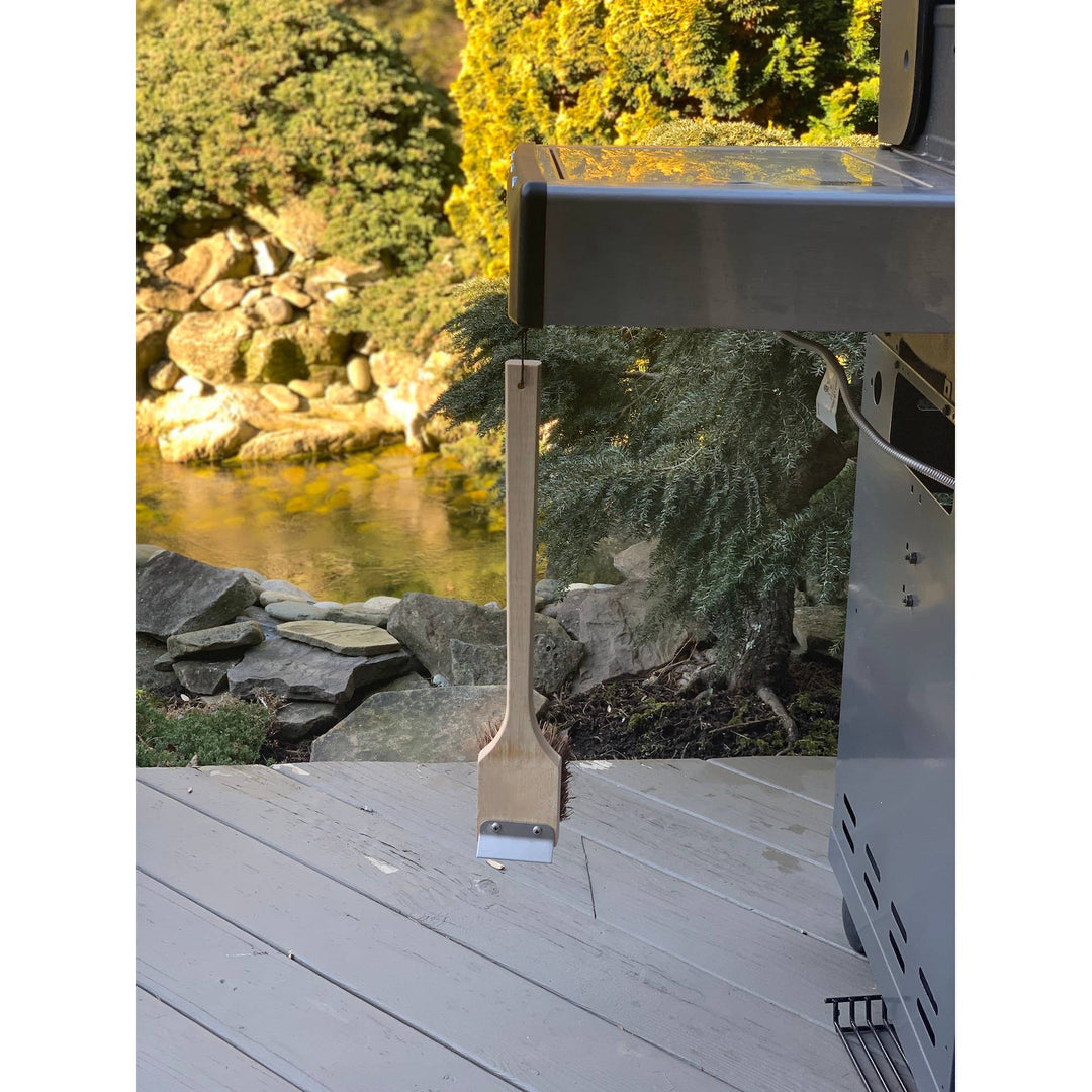 Outset Grill Brush with Beechwood Handle, 18.5" x 3" x 4"