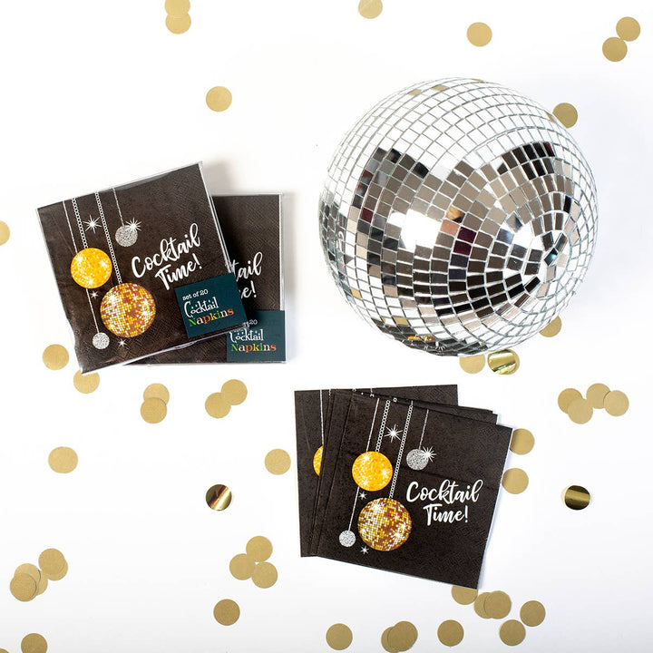 Disco Ball Cocktail Time Beverage Napkin