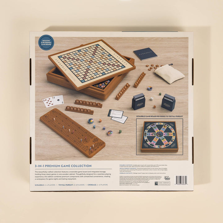 3-in-1 Game Collection: Scrabble, Trivial Pursuit &amp; Cribbage