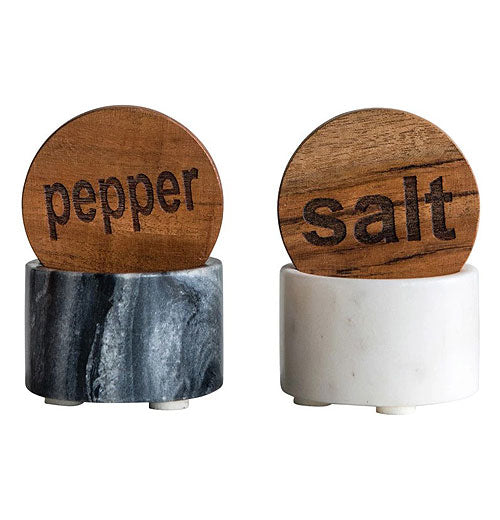 Round Marble Salt &amp; Pepper Containers