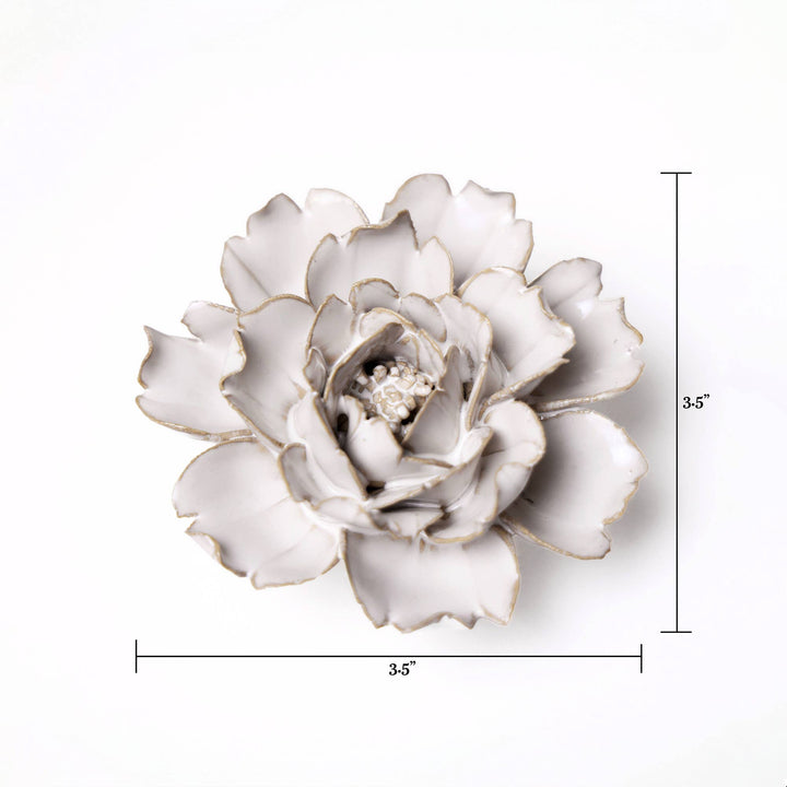White Ceramic Flower Hanging: Pearl Zinnia