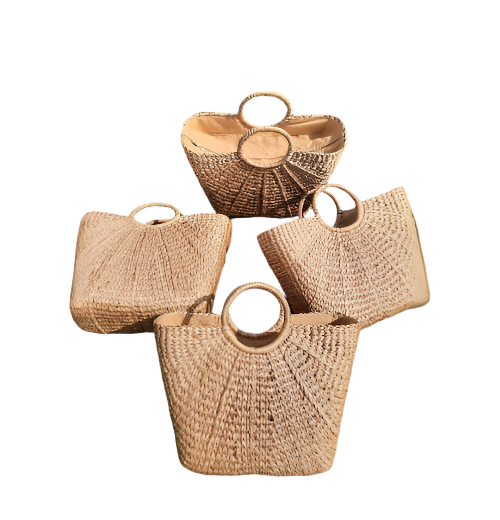 Water Hyacinth Handwoven Beach Bag with Lining