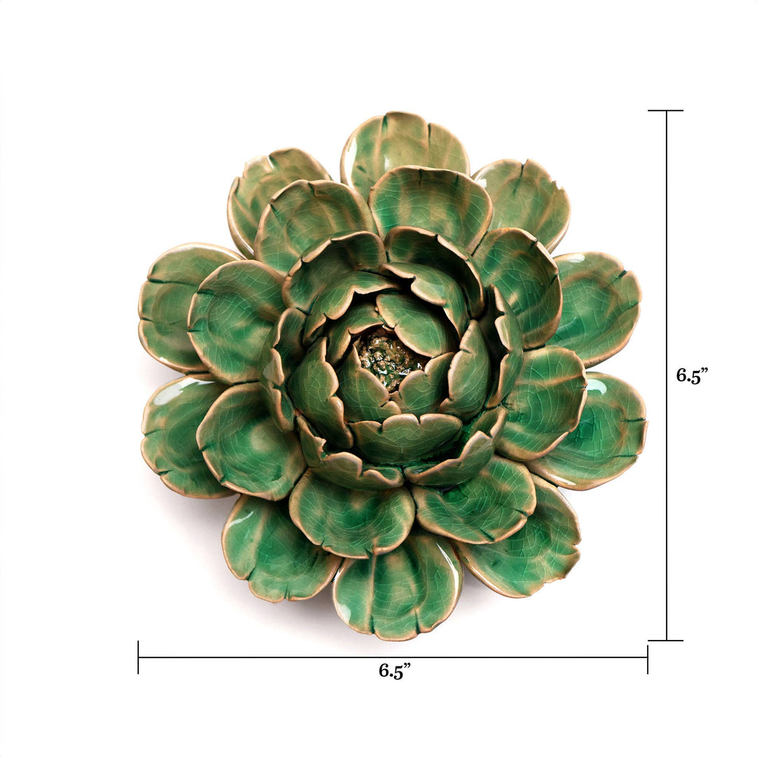 Ceramic Faux Flowers Succulents For Tabletop Or Wall Hangin: Peony Orange
