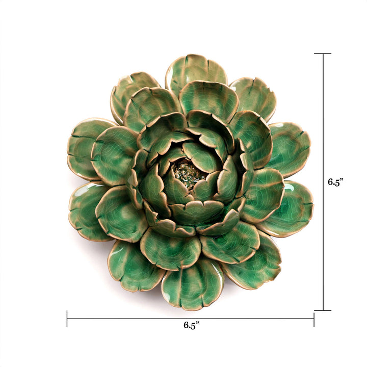 Ceramic Faux Flowers Succulents For Tabletop Or Wall Hangin: Peony Orange