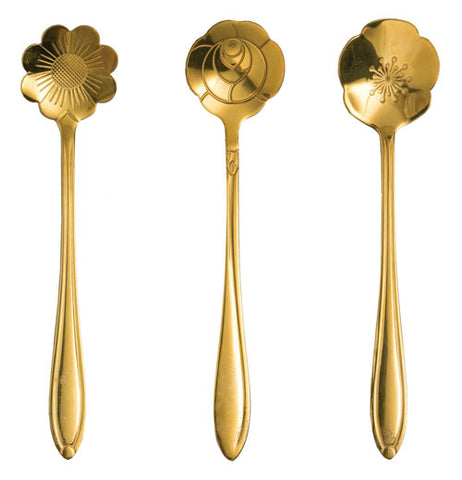 Stainless Steel Flower Shaped Spoons, Set of 3