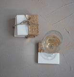 Square Marble and Wood Carved Coasters