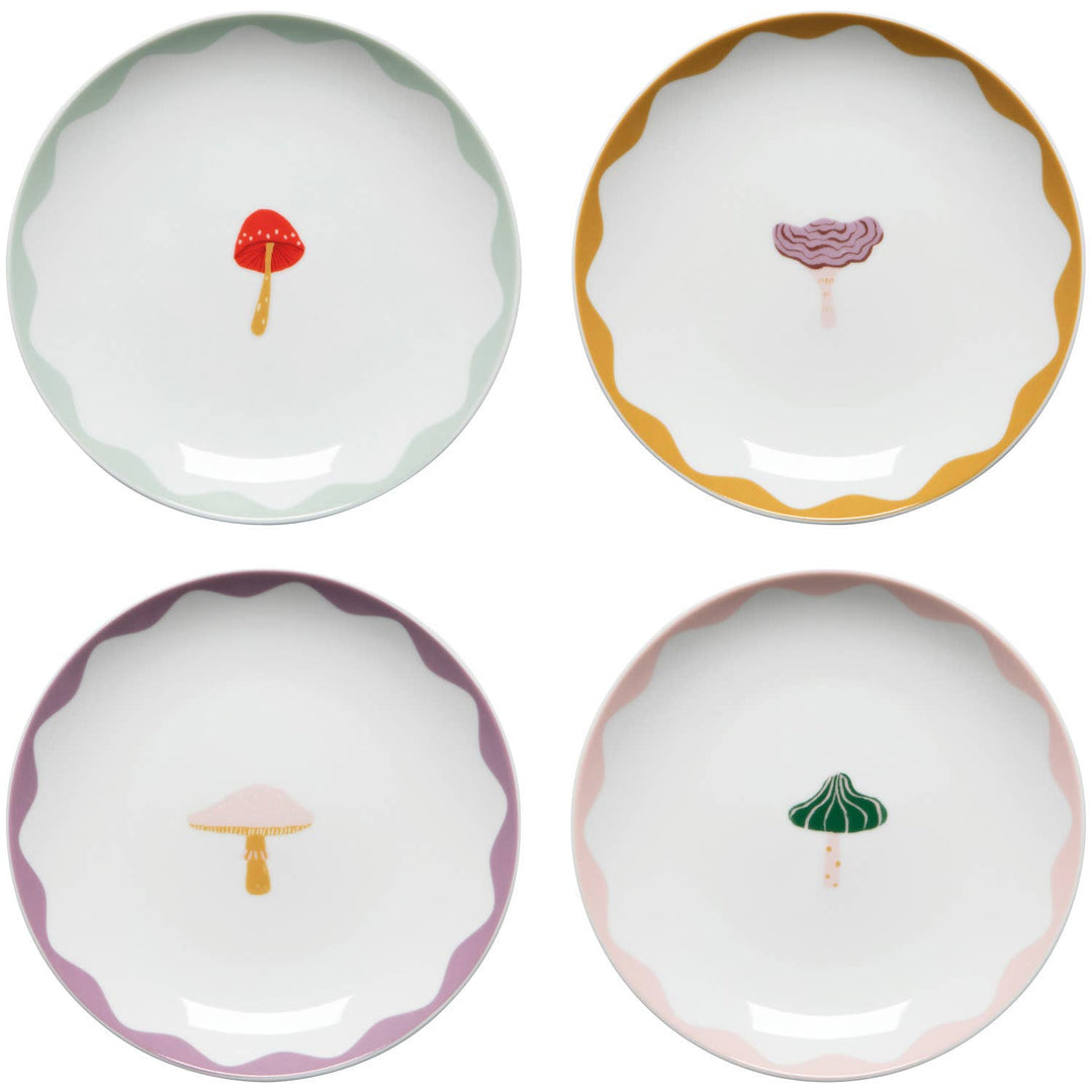 Mushroom Gems Appetizer Plates Set of 4: Off-White