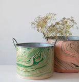 Marble Pattern Metal Buckets with Handles