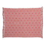 Printed Throw with Geometric Pattern & Fringe