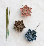 Handmade Stoneware Flower Incense Holder
