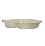 Stoneware Dish with 2 Sections and Handles
