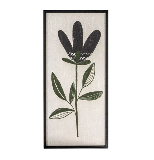 Wood Framed Textured Wall Décor with Flower