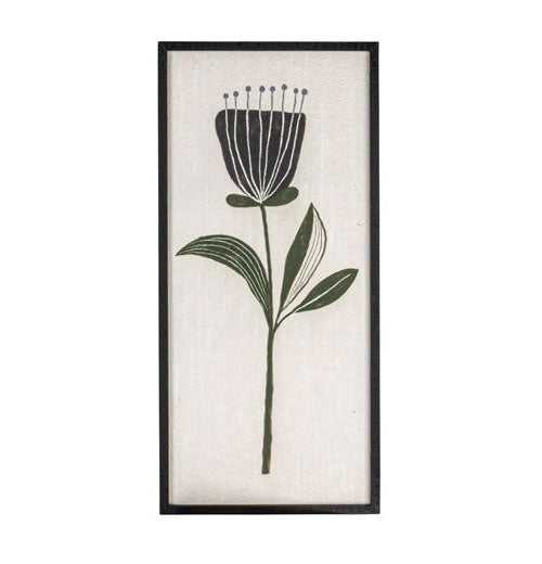 Wood Framed Textured Wall Décor with Flower