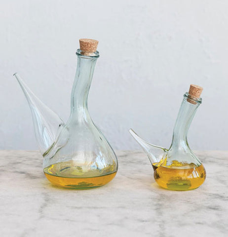 Recycled Glass Cruet with Cork Stopper
