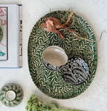 Stoneware Platter with Wax Relief Botanicals