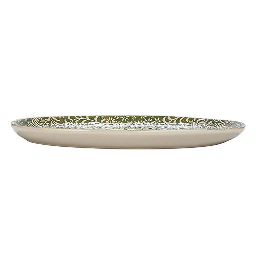 Stoneware Platter with Wax Relief Botanicals