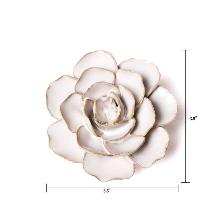 White Ceramic Flower Hanging: Pearl Zinnia