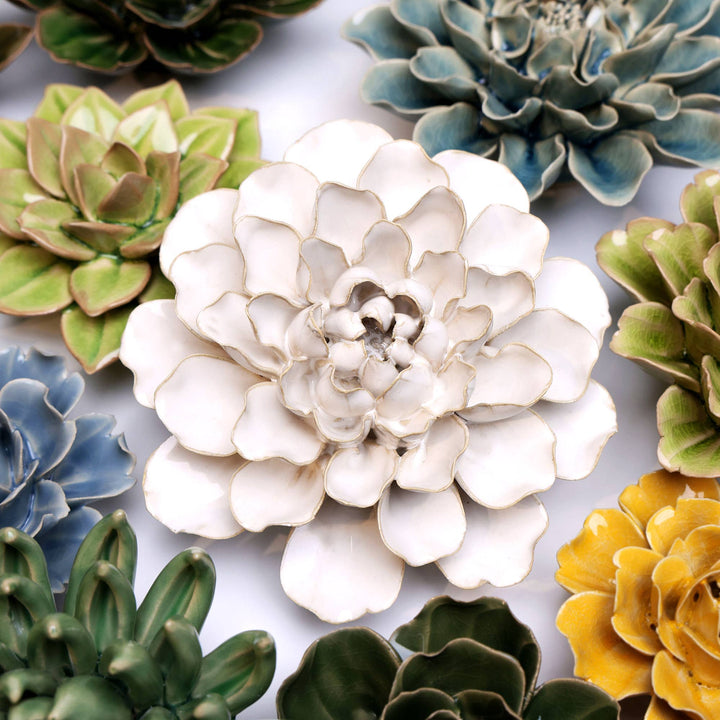 Hand Made Ceramic Wall Flower: Caramel