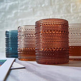 Hobnail Colored Beaded Tumbler Drinking Glasses Set of 6