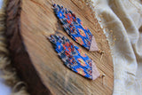 Beaded Handwoven Huipil Fringe Earrings (Ocean Sunset)
