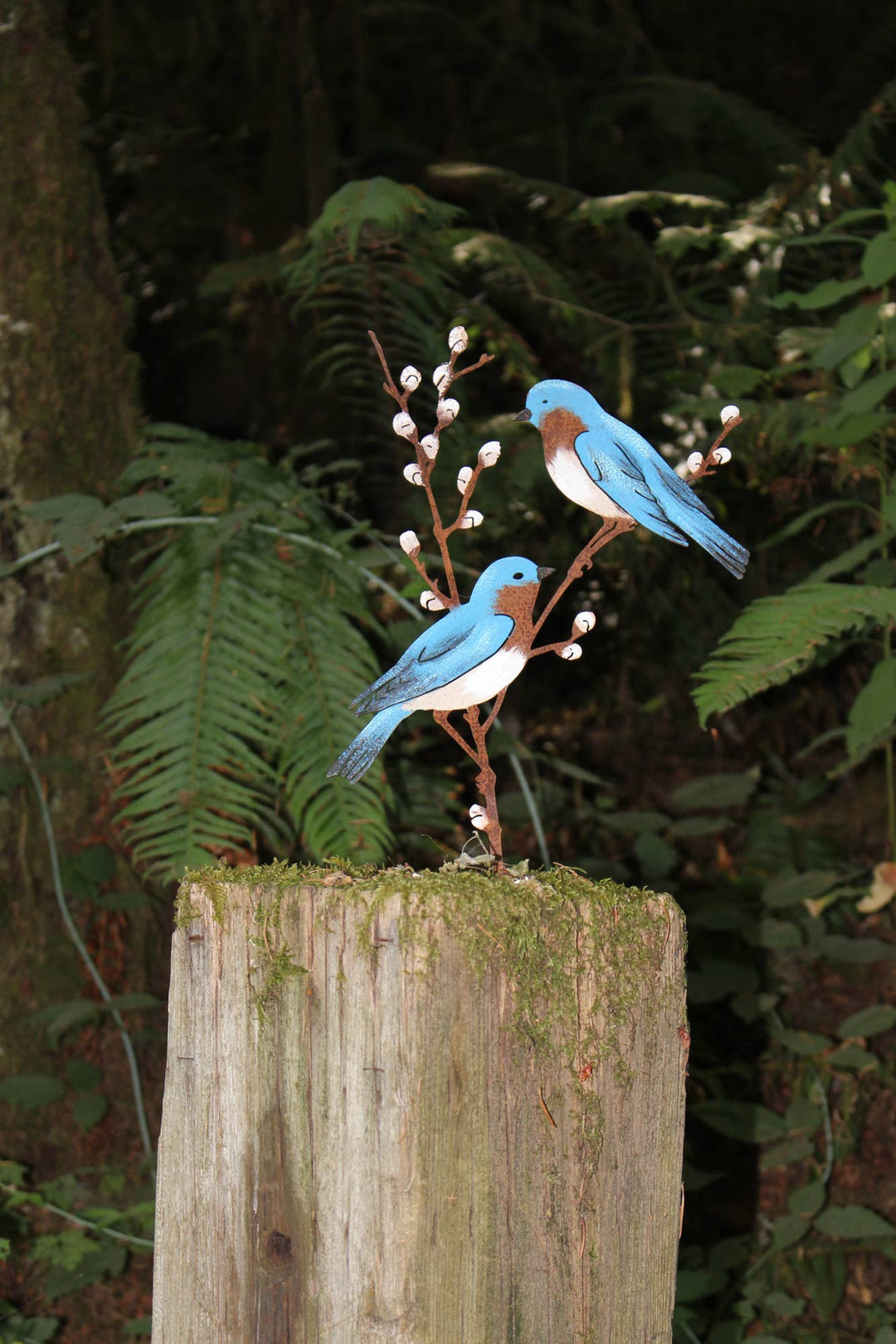 Bluebirds on Pussy Willow Tab -Painted