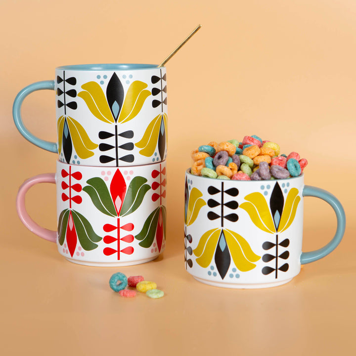 Red Lotus Flower Holiday Stackable Matte Coffee Mug