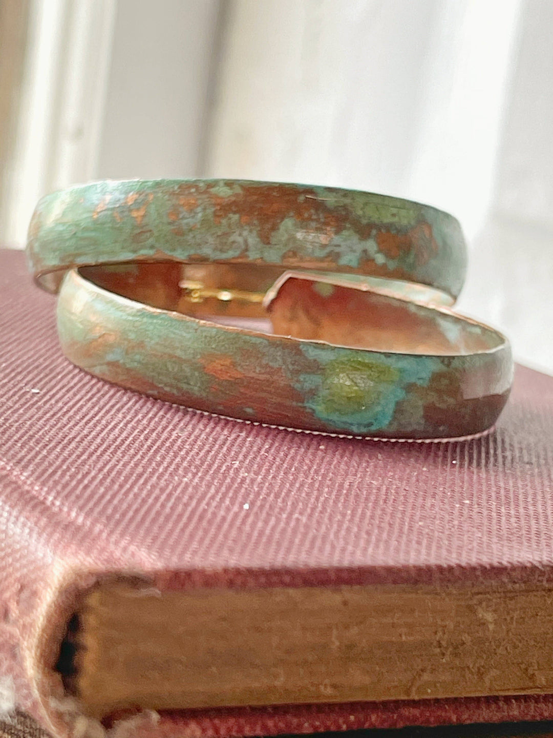 Hand-Painted Patina Hoop Earrings