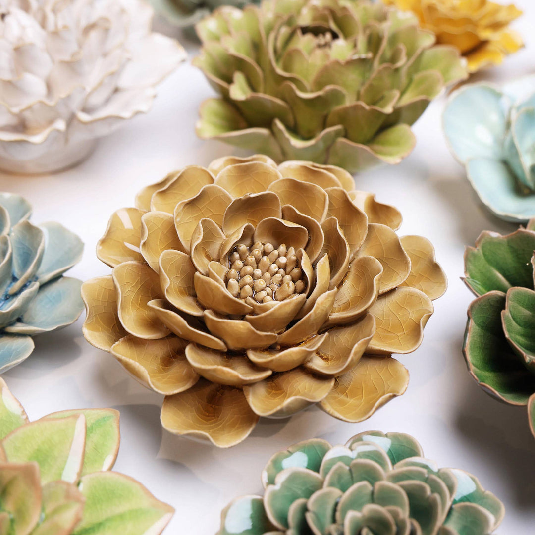 Hand Made Ceramic Wall Flower: Caramel