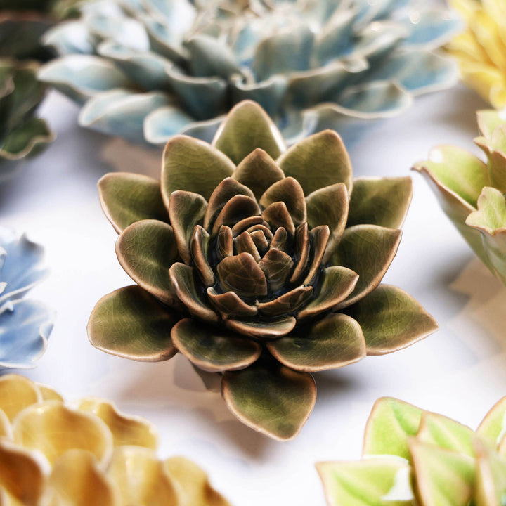 Hand Made Ceramic Wall Flower: Caramel