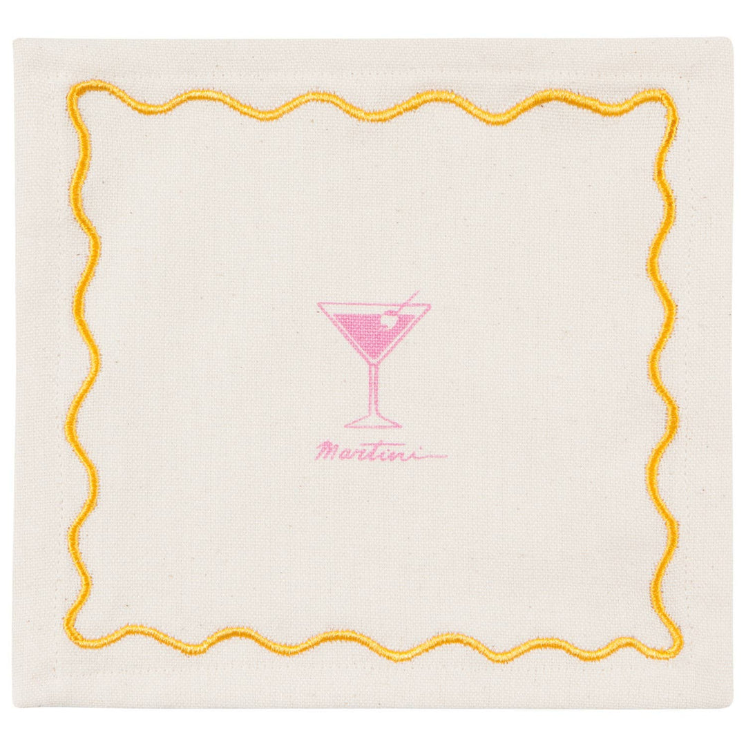 Happy Hour Cocktail Napkins Set of 4 Assorted: Off-White