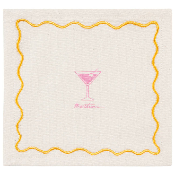 Happy Hour Cocktail Napkins Set of 4 Assorted: Off-White