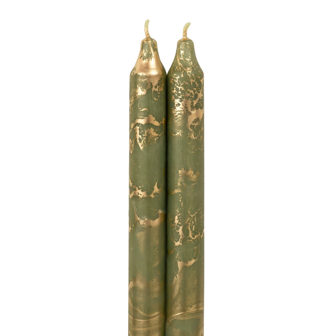 12" Decorative Taper Candles 2pk: Lemon Zest w/ Gold