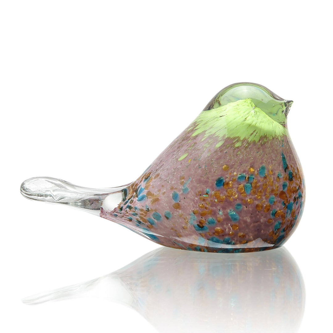 Art Glass Green Spotted Bird