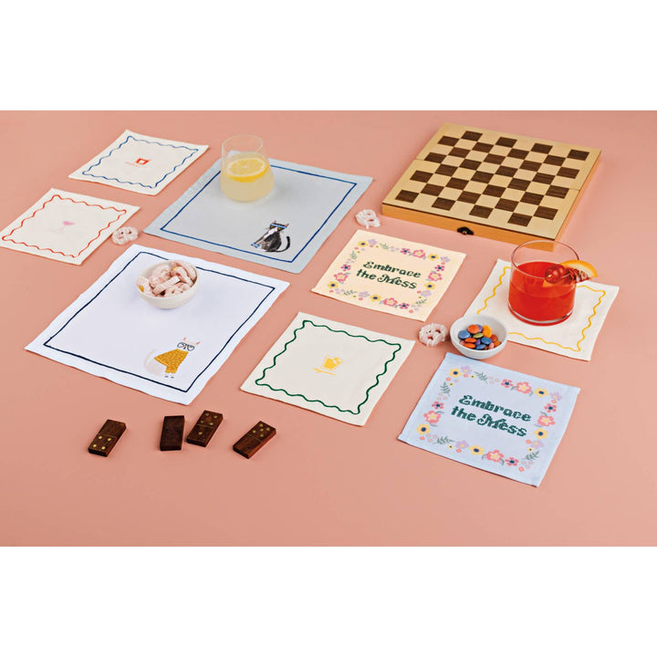 Happy Hour Cocktail Napkins Set of 4 Assorted: Off-White