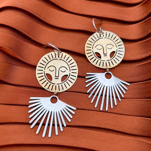 Handmade Helios Earrings: Gold over Silver