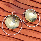 Handmade Halo'd Eclipse Earrings: Small / Gold Hoop + Silver Circle