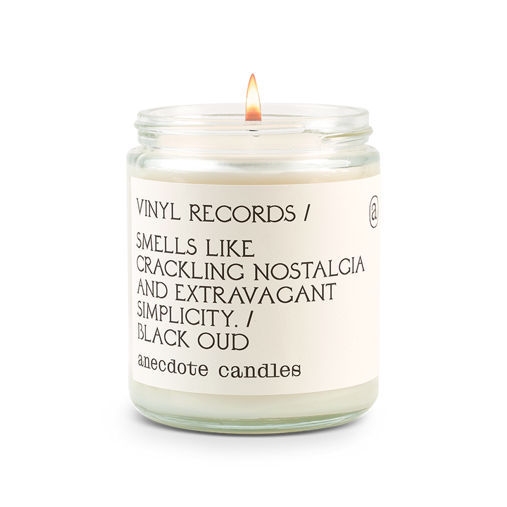 Vinyl Records (Black Oud) Candle: 7.8 oz Glass Jar