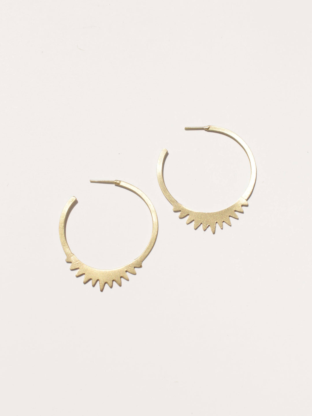 Spiked Brass Hoops - White Thread