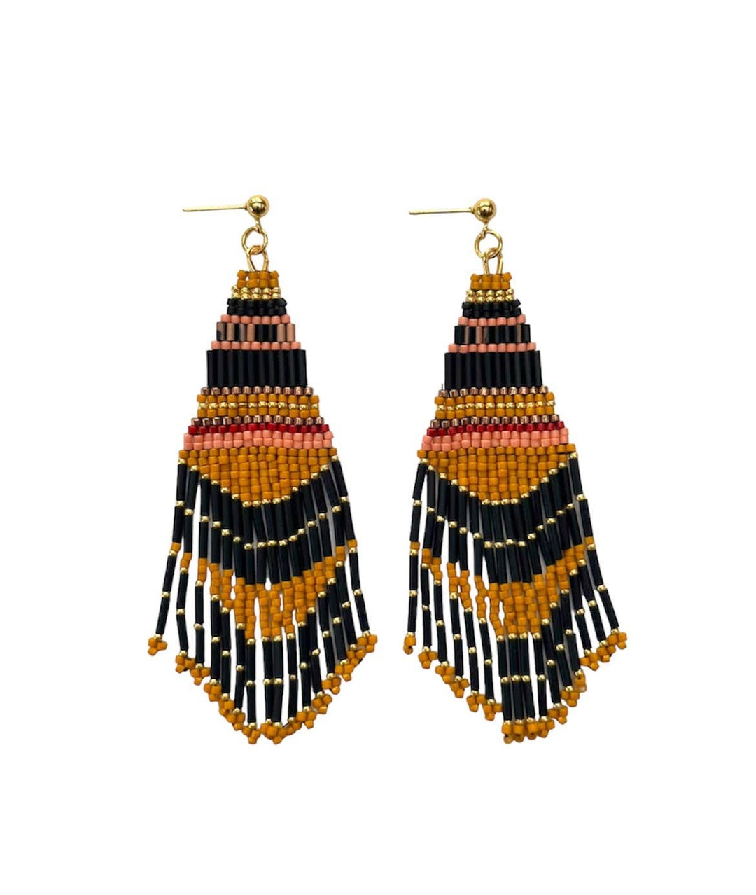 Beaded Handwoven Embellished Woodland Earrings (Midnight)