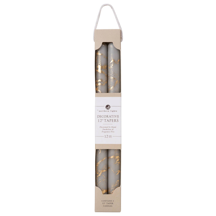 12" Decorative Taper Candles 2pk: Lemon Zest w/ Gold