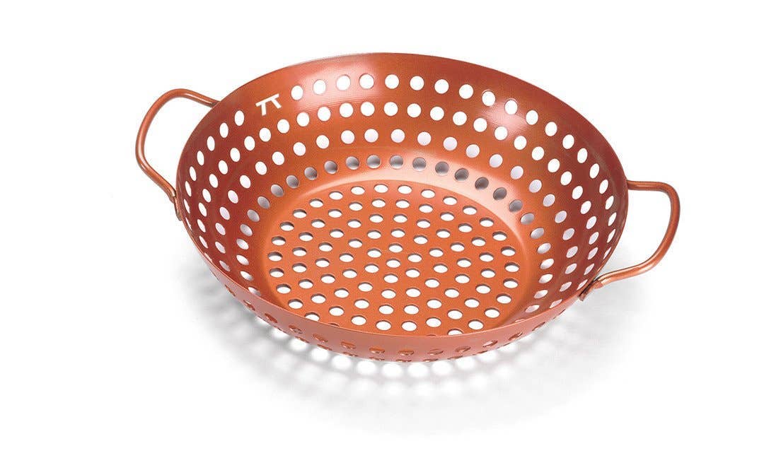 Outset Round Grill Wok, Copper Non-Stick, 10.75"