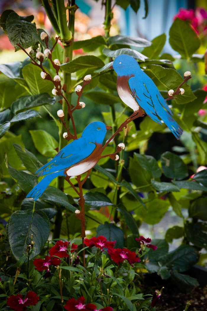 Bluebirds on Pussy Willow -Metal Silhouette Garden Yard Art