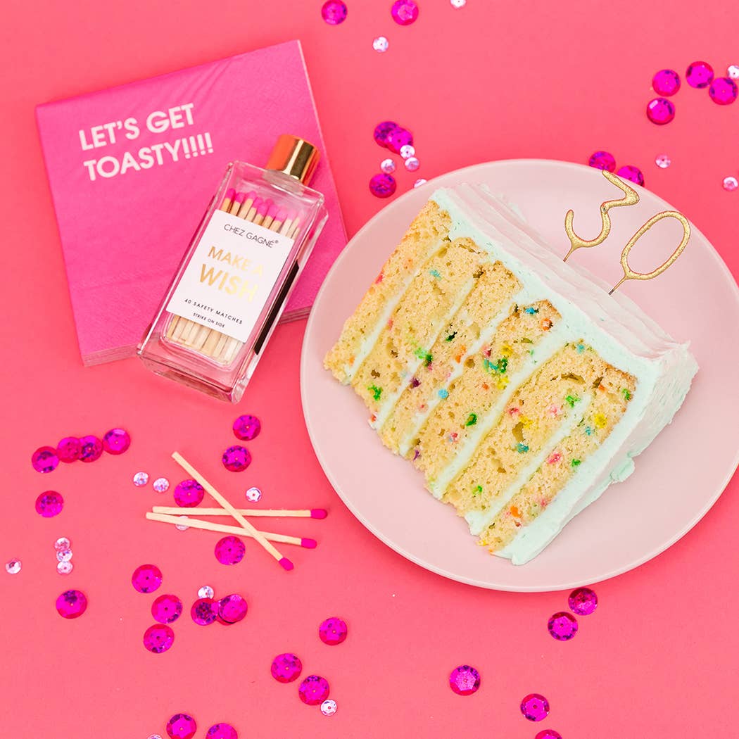 Make A Wish - Glass Bottle Matches - Bright Pink