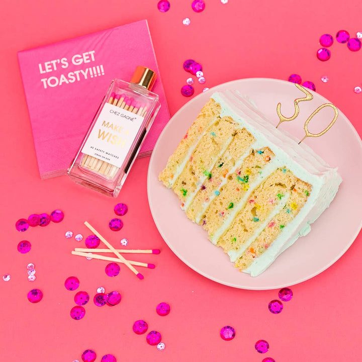 Make A Wish - Glass Bottle Matches - Bright Pink