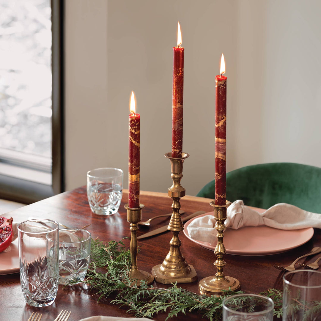 12" Decorative Taper Candles 2pk: Prairie Blue w/ Gold