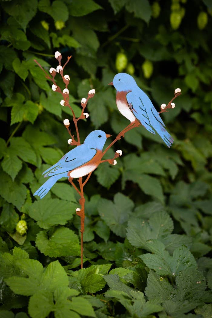 Bluebirds on Pussy Willow -Metal Silhouette Garden Yard Art